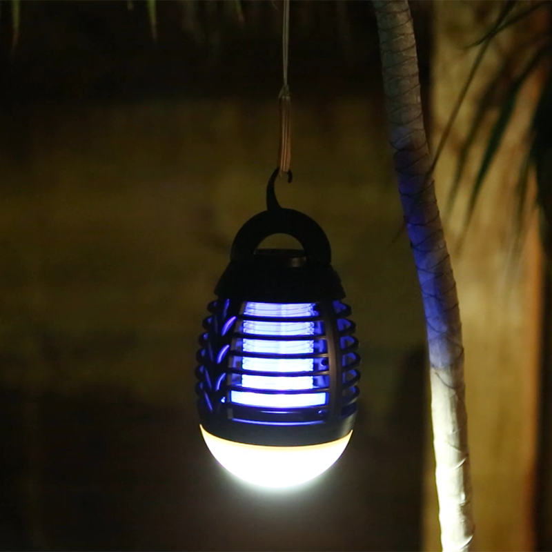 Camping Black Rechargeable battery electronic outdoor IP67 usb powered led uv mosquito insect killer Lantern lamp