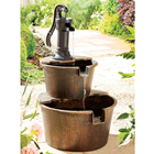 2 3 Tier Rustic Barrel Garden Outdoor Solar Pump Water Fountain