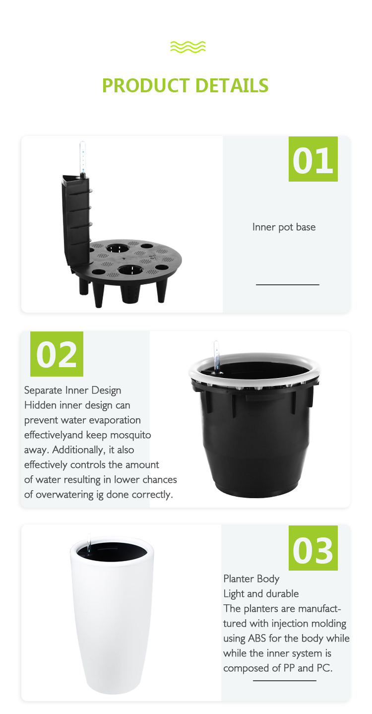 Manufacturers Wholesale Large Big Stand Square White Plastic Garden Outdoor Planters Flower Plant Pots