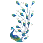 Garden Huge Size Metal With Fused Glass Wings Peacock Design Wall Art Decoration