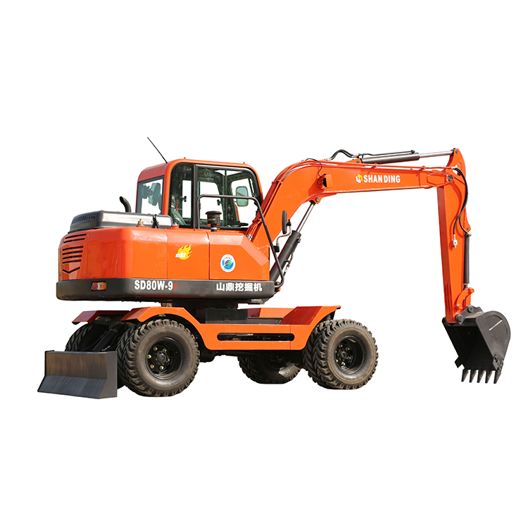 SD80W 1 Ton mini digger Shanding Hydraulic wheel excavator