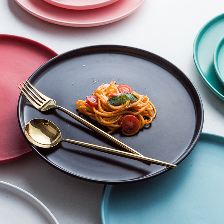 Wholesale Black Porcelain Nordic Restaurant Matte Plates Dishes Ceramic Dinner Plate For Wedding