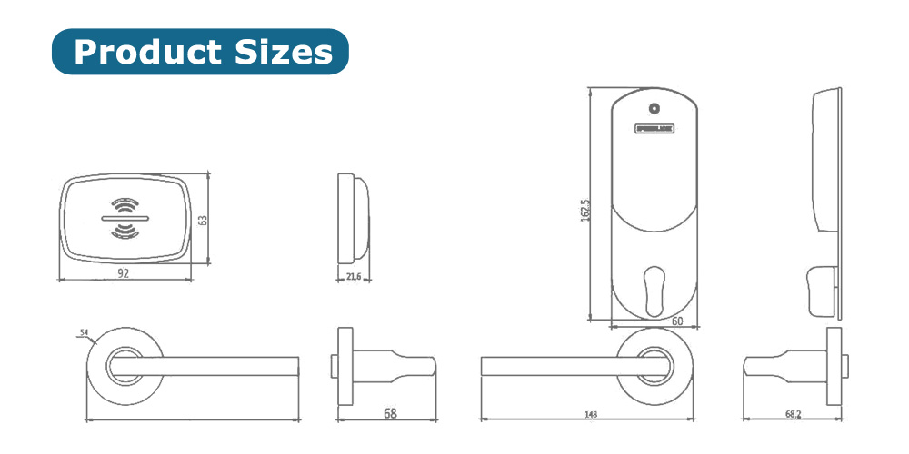 smart rfid hotel lock system rf card electronic door handle hotel lock door