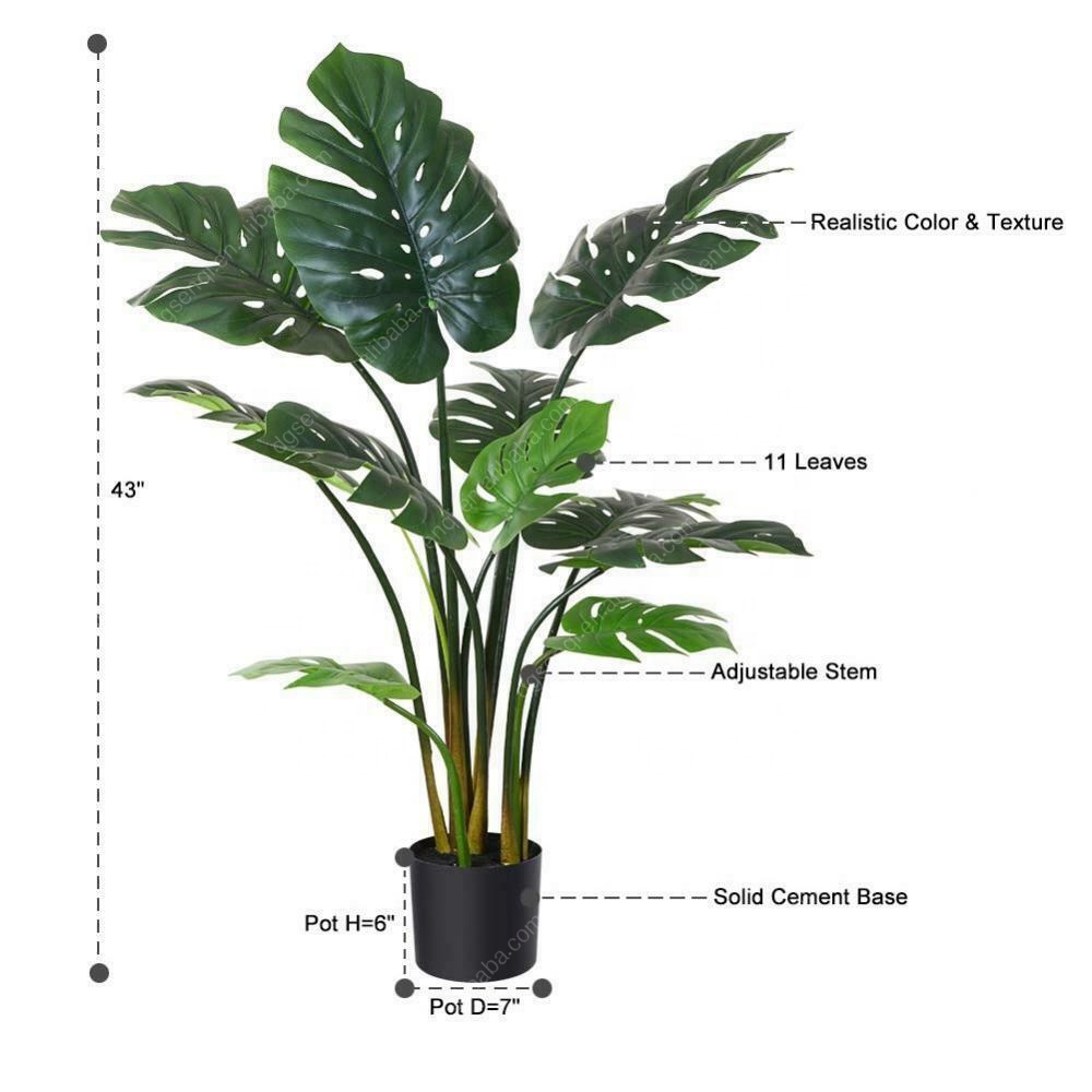 High Quality Artificial Plants Leaves Palm Artificial Monstera Leaf For Decoration