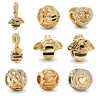 Gold bead sterling silver pendant for sterling silver charm bracelet decoration DIY jewelry