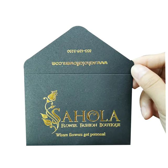Custom order logo gold foil gift card packaging black paper envelope