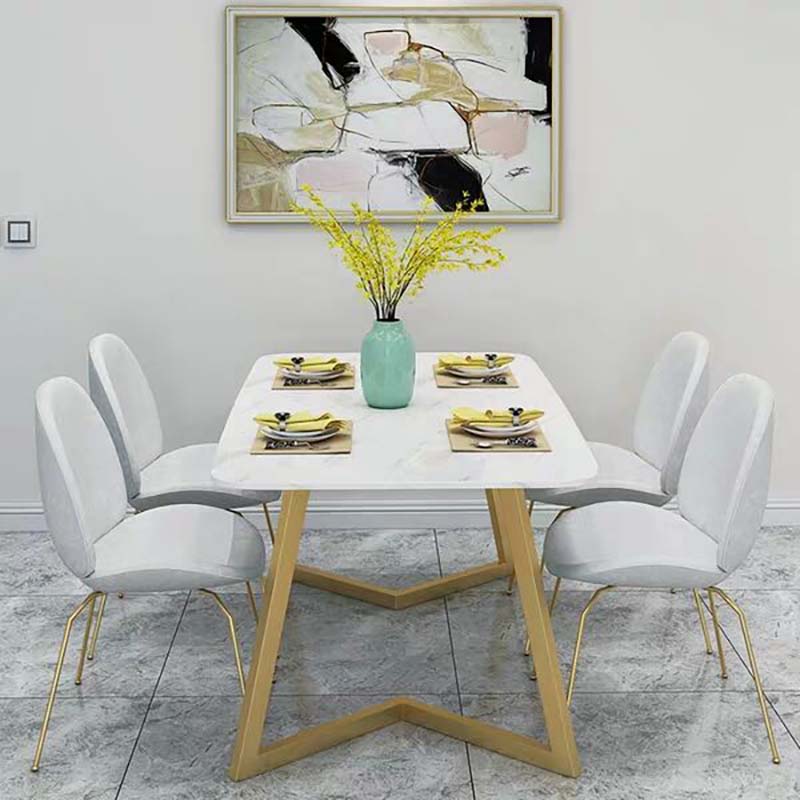 Hot Sale Nordic Modern coffee table sets  marble top metal steel legs fast food shop table and chairs for cafe shop