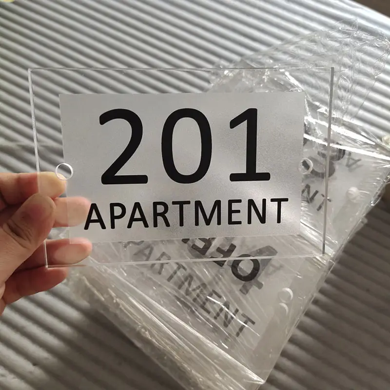 Office Wall Mounted Acrylic Hotel Door Number Sign Tempered Plexiglass Panels Standoff House Roon Sign