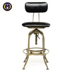 Toledo City Vintage Industrial Bar Stool Bar Chair Adjustable Height in Leather