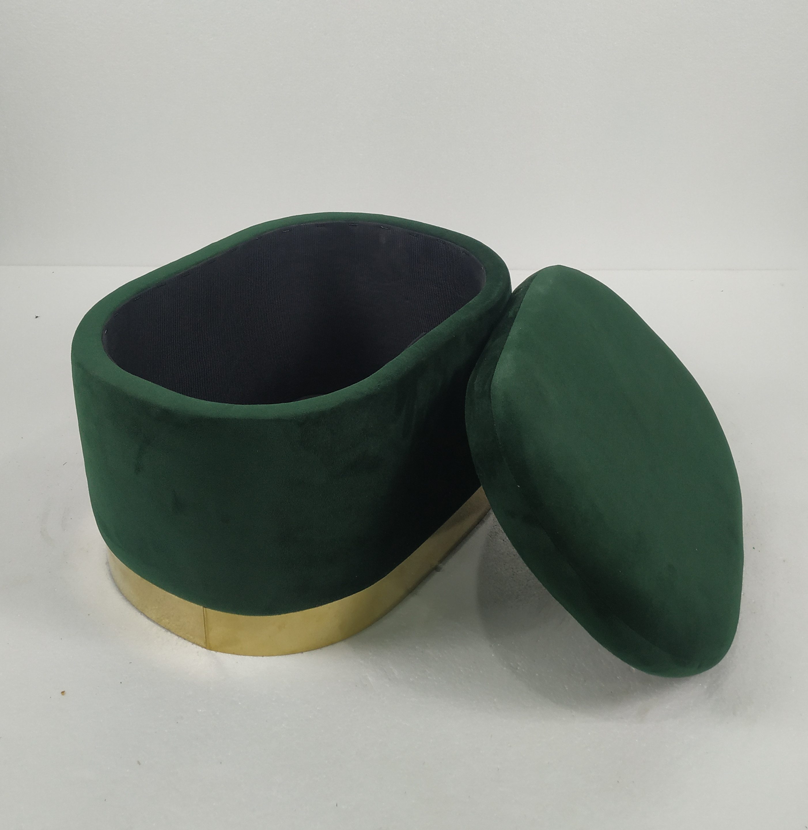 wholesale velvet fabric bedroom furniture with golden metal bottom cheap Ottoman with storage