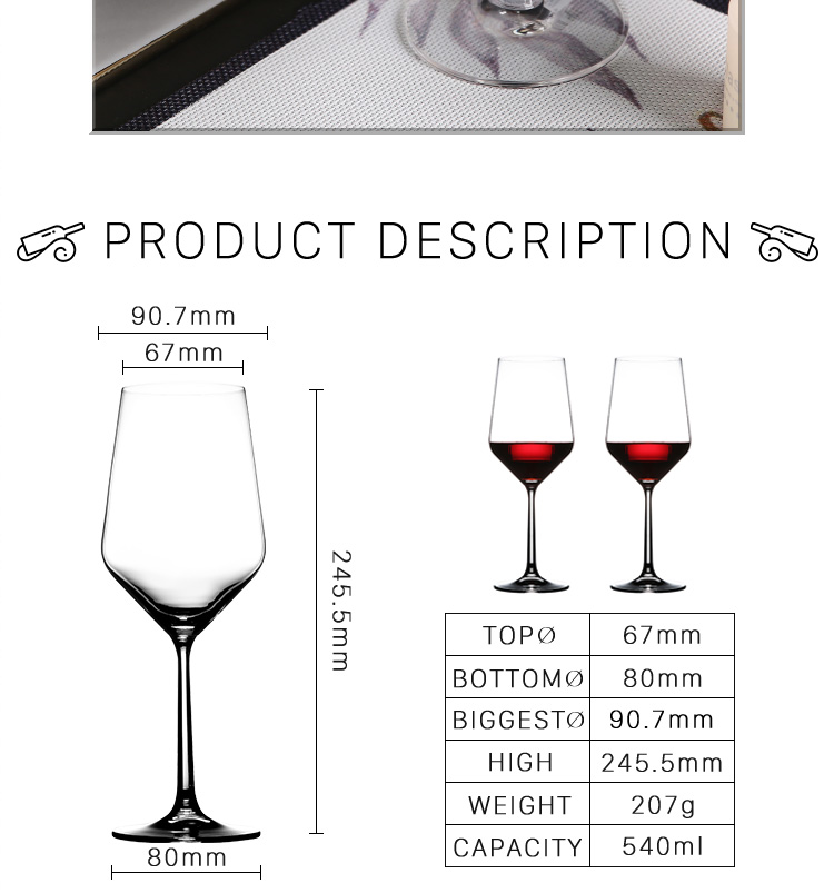 Crystal drinking 540ml goblet wine glass cup disposable