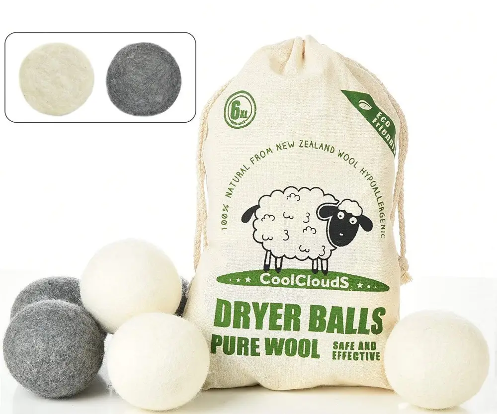 Bestseller amazon organic handmade 100% new Zealand white gray wool felt balls for dryer machine in stock