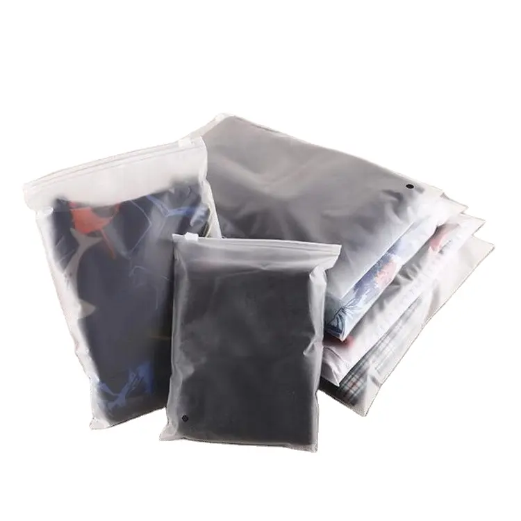 Wholesale Frosted PE Slider Zipper Poly Bag Plastic t-shirt Zip Lock Custom Clothing Packaging Bag