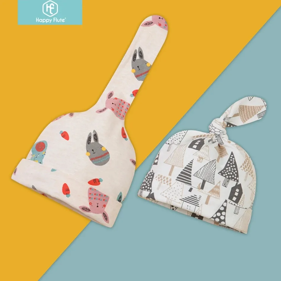 Happy Flute/2 упаковки с двухслойной шапкой, хлопковая шапка для новорожденных, универсальная Кепка для младенцев, Регулируемая Кепка для малышей 0-6 месяцев