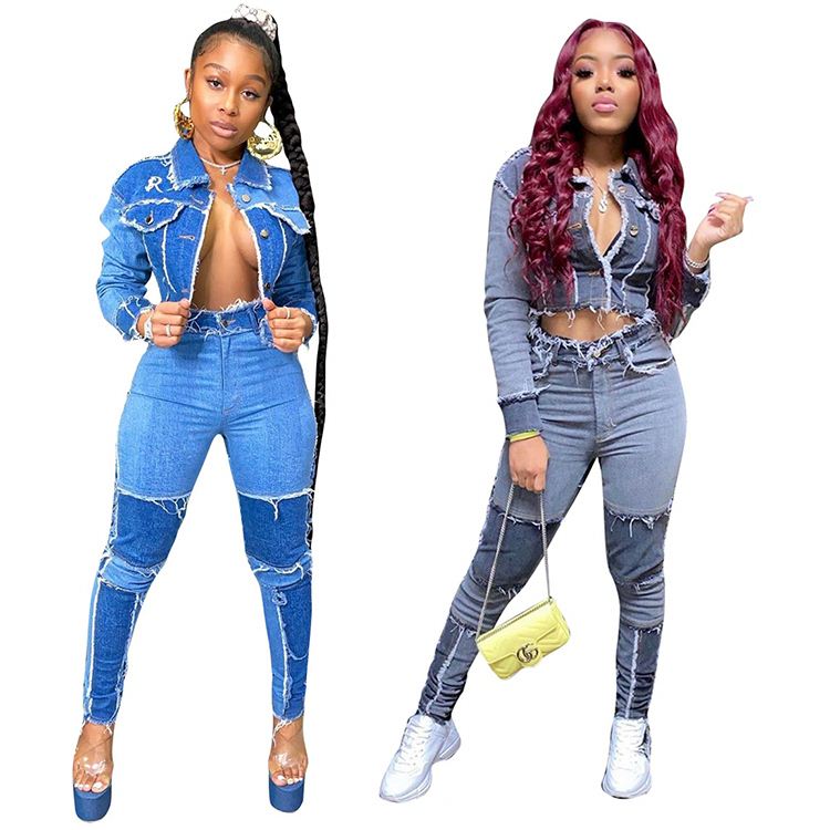 denim suits for ladies