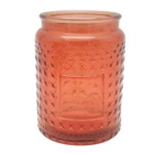 Haodexin 17oz -18oz large embossed glass jars decor and metal lids