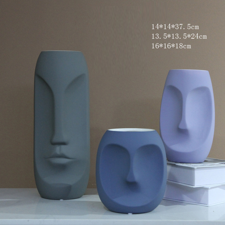 Bixuan Vases Modern Abstract Faces Flower Arrangement Ceramic Vase Unique Art Porcelain Vases Table Centerpiece Accent Set of 3