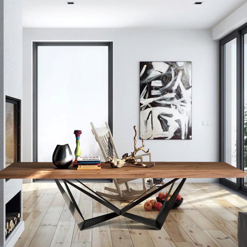 wooden dining table Vintage Commercial Restaurant Furniture Table wood top metal steel legs home kitchen office long Table