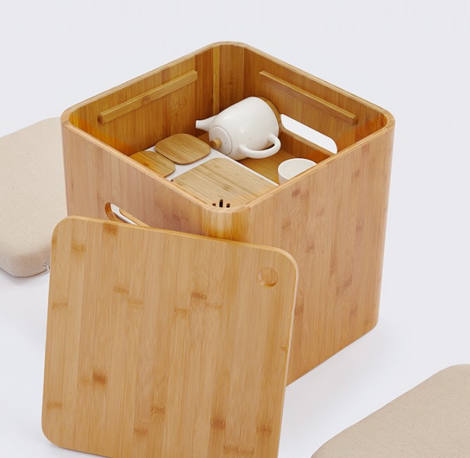Bamboo storage foot stool multifunction coffee table tea table bamboo stool