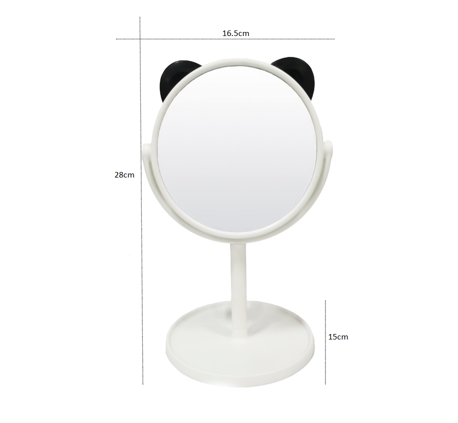 Vanity Makeup Mirror With Panda Ear Foldable Double-Sided Cosmetic Standing Table Mirror