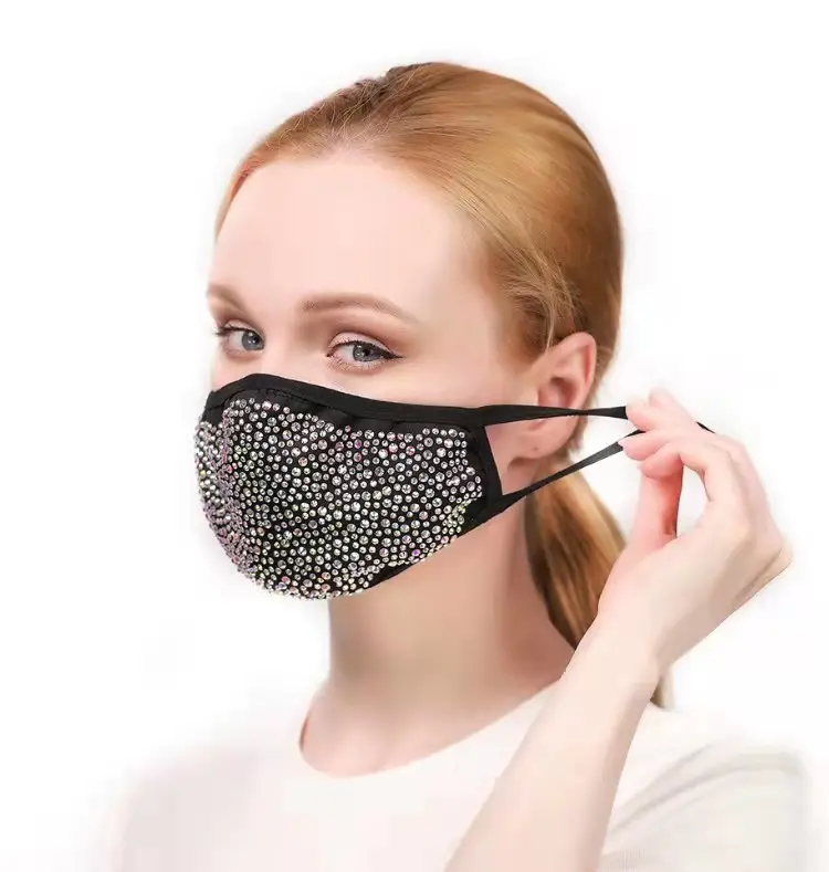 Горный хрусталь маскарадный Модный чехол для лица шикарная блестящая маска для женщин многоразовая и моющаяся Алмазная сверкающая маска