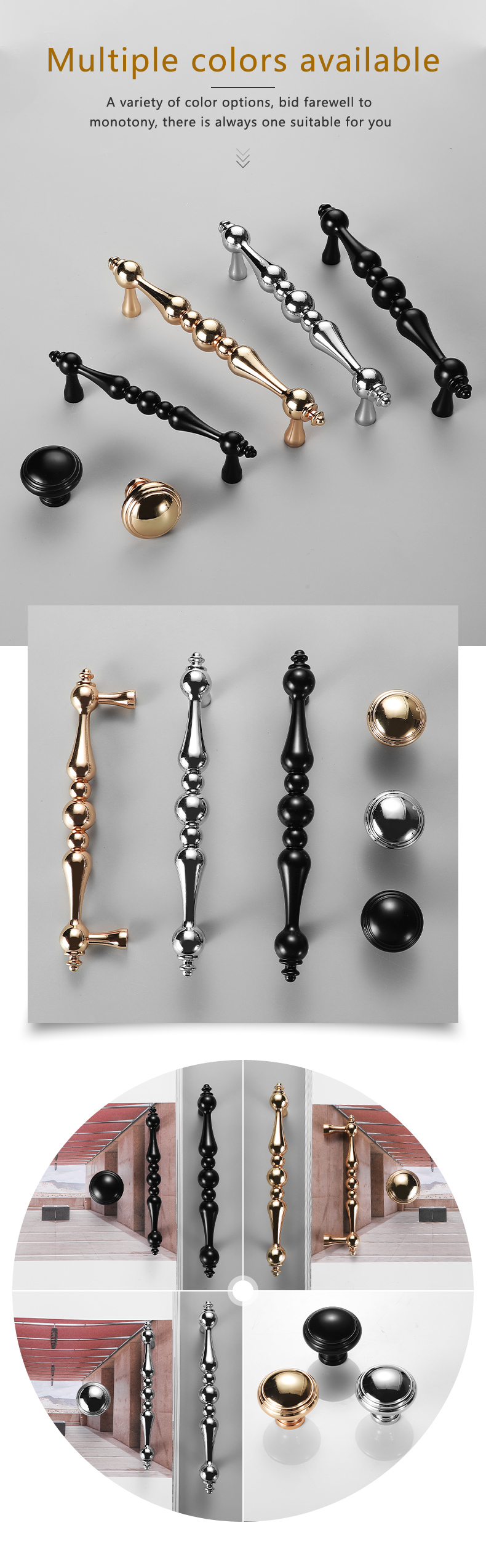 Furniture Hardware Pull Metal Drawer Zinc Handle Furniture Cabinet Black Handle
