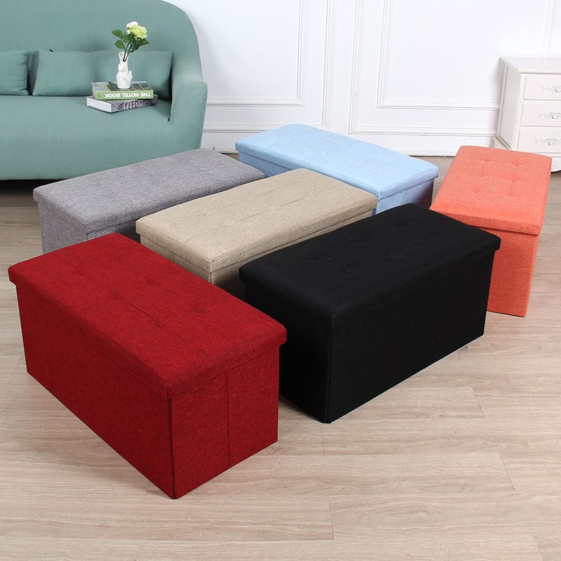 pouf ottoman 76*38*38 linen fabric foldable stool many colors available