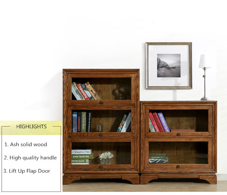 high quality solid wood household and office bookcase bookshelf with door