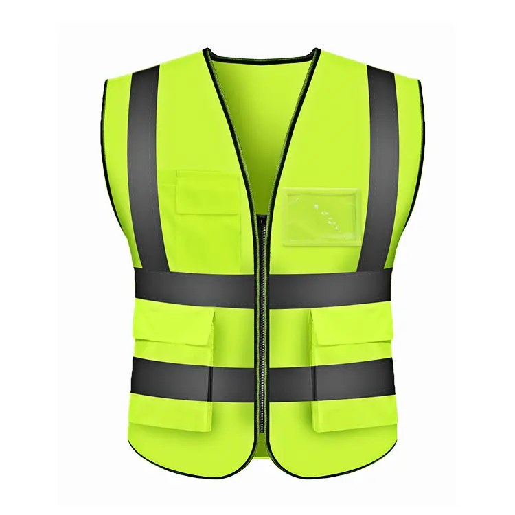Hivi High Visibility Green 100% Polyester Wholesale Custom Reflective Safety Vest