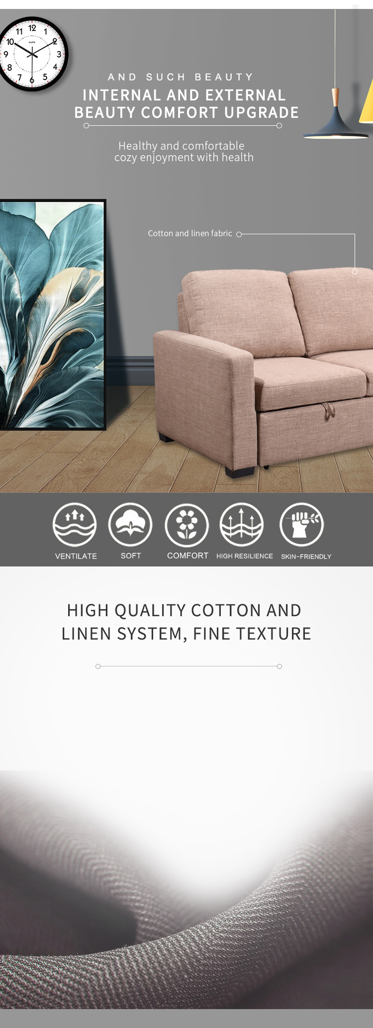 Hot sale living room sofa set L shape sofa bed corner sleeper sofa factory whole sale