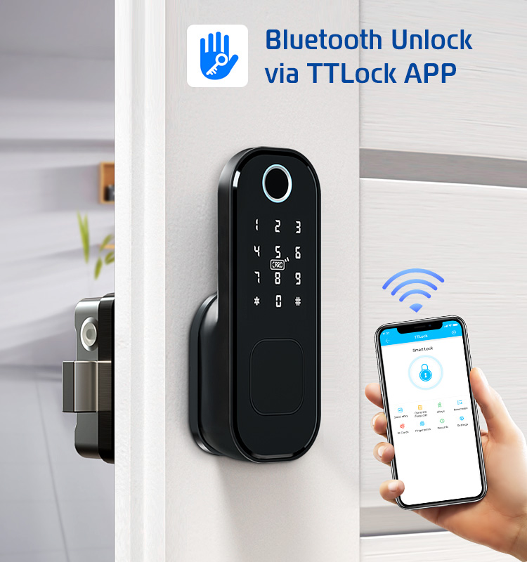 Waterproof ttlock APP wireless electric intelligent smart Digital Rim door lock for outdoor gate lock