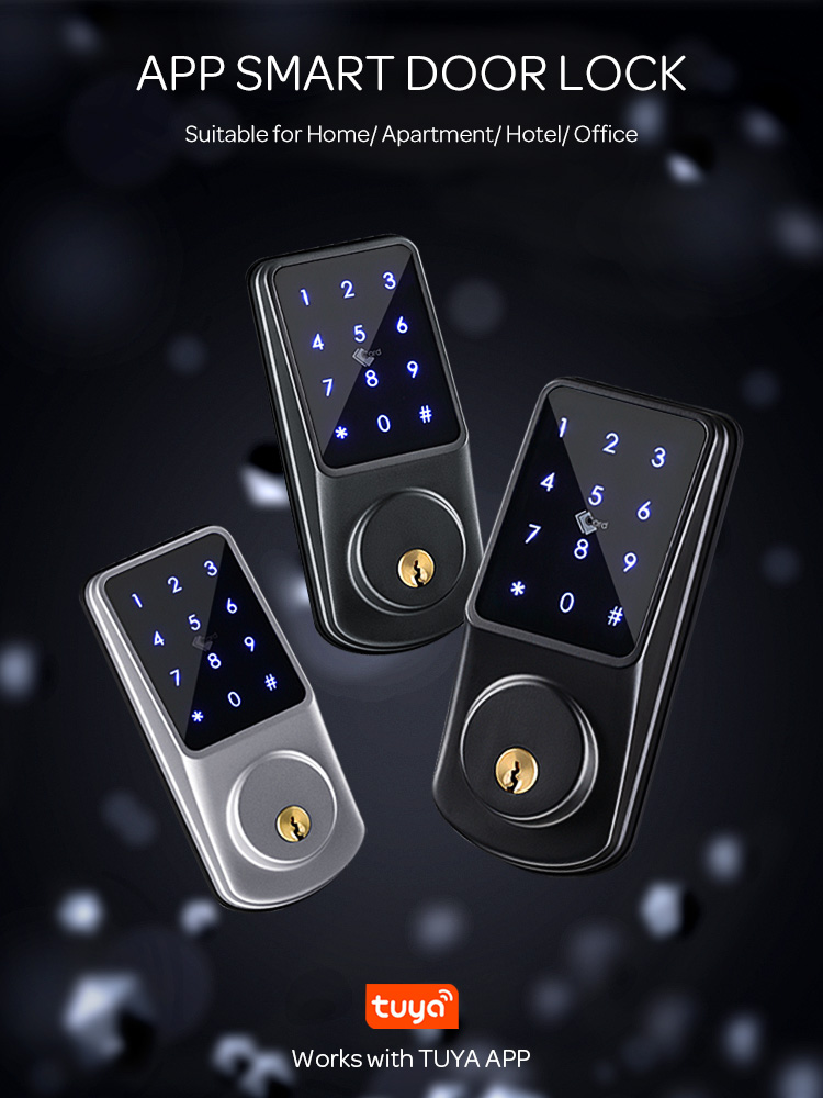 Keyless Electric Card Code Combination Electronic Deadbolt Door Lock with Tuya Smart Life APP