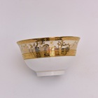 Bohemia style Posuda hand made porcelain tea bowldecal gold trimmed ceramic bowl