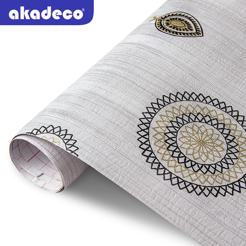 Akadeco modern flower design peel and stick home decoration self adhesive pvc wallpaper