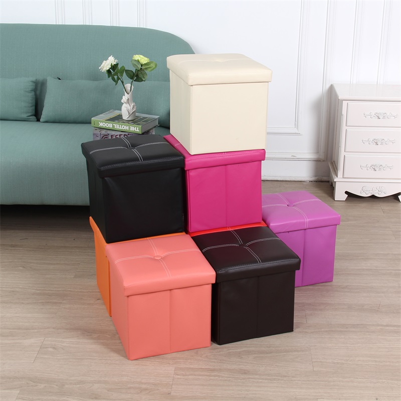 China High quality faux leather storage ottoman size 30*30*30 folding Storage ottoman