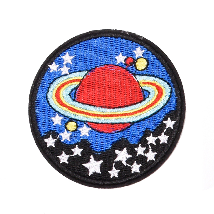 KRIN USED EMBROIDERED SEW ON NAME PATCH TAG OVAL BLUE ON WHITE