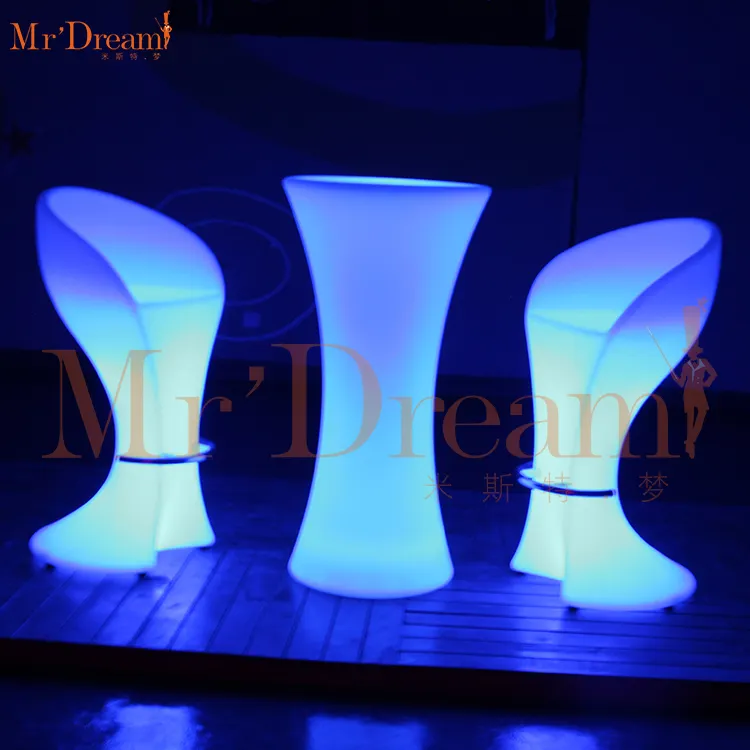 Mr.Dream unique low price waterproof RGB color portable led light up table and chair bar furniture