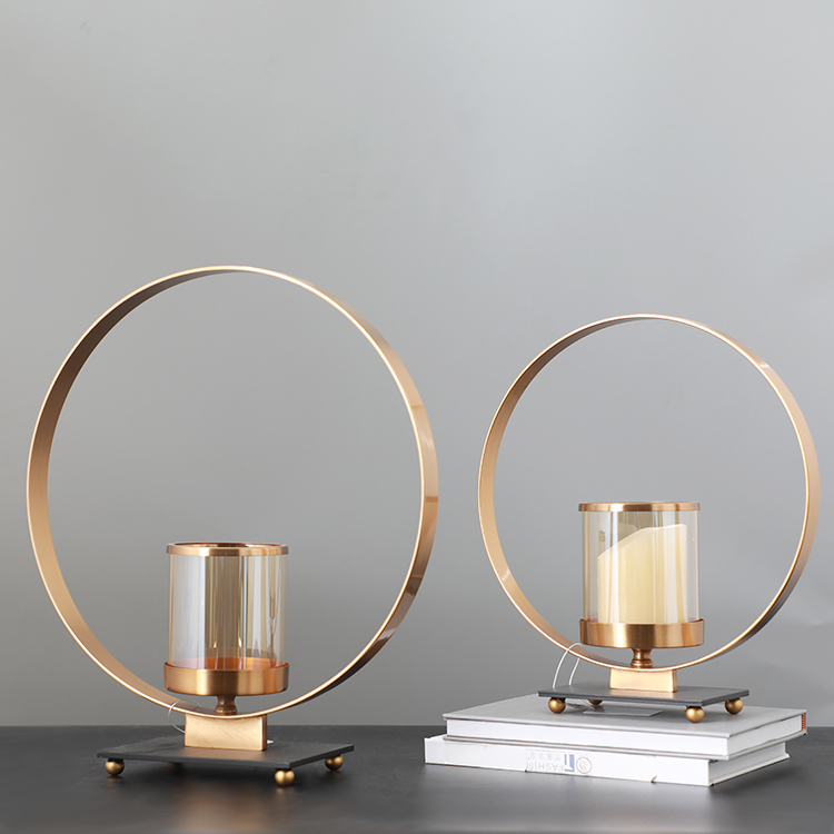 Unique home decor wedding antique brass metal glass tealight candle holder vase