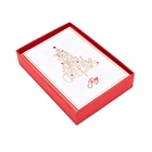 Custom Shiny Gold Foil Letter Tree Christmas Cards, Red Embossed Handmade Boxed Cards