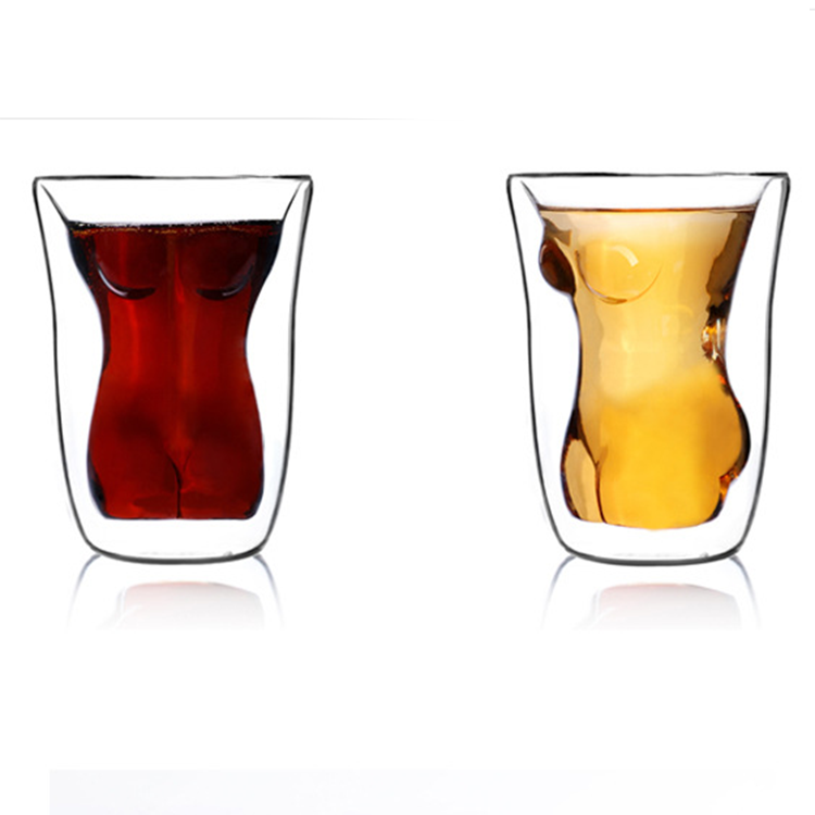 Creative Clear Double Wall Glass Wine Beer Whisky Cocktail Cup Bar Shot Glasses