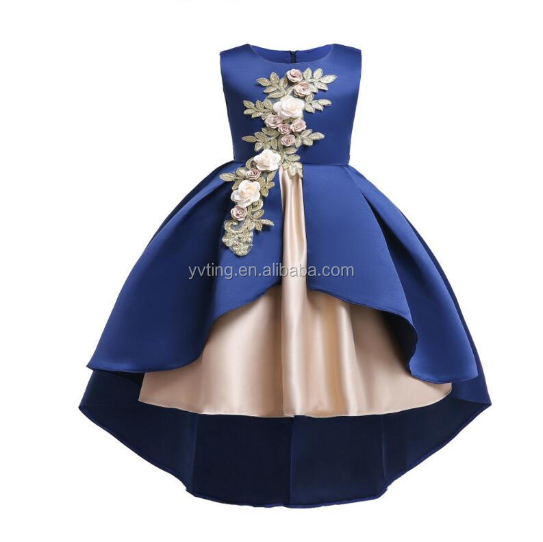 Floral Embroidery Sleeveless Princess Party Dress Girl Multicolor Princess Dress