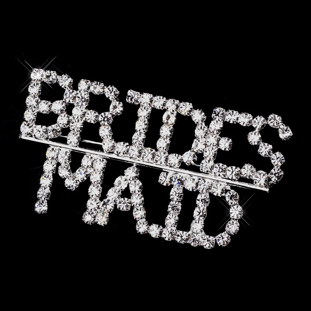 Custom Silver Personalized Rhinestone BridesMaid Crystal letter Brooch pin