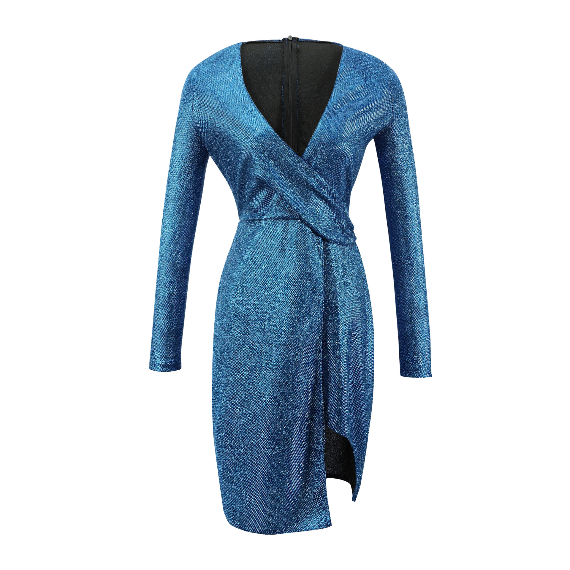 2020 fashion long sleeve v neck lady elegant mini sexy party women sequin dress