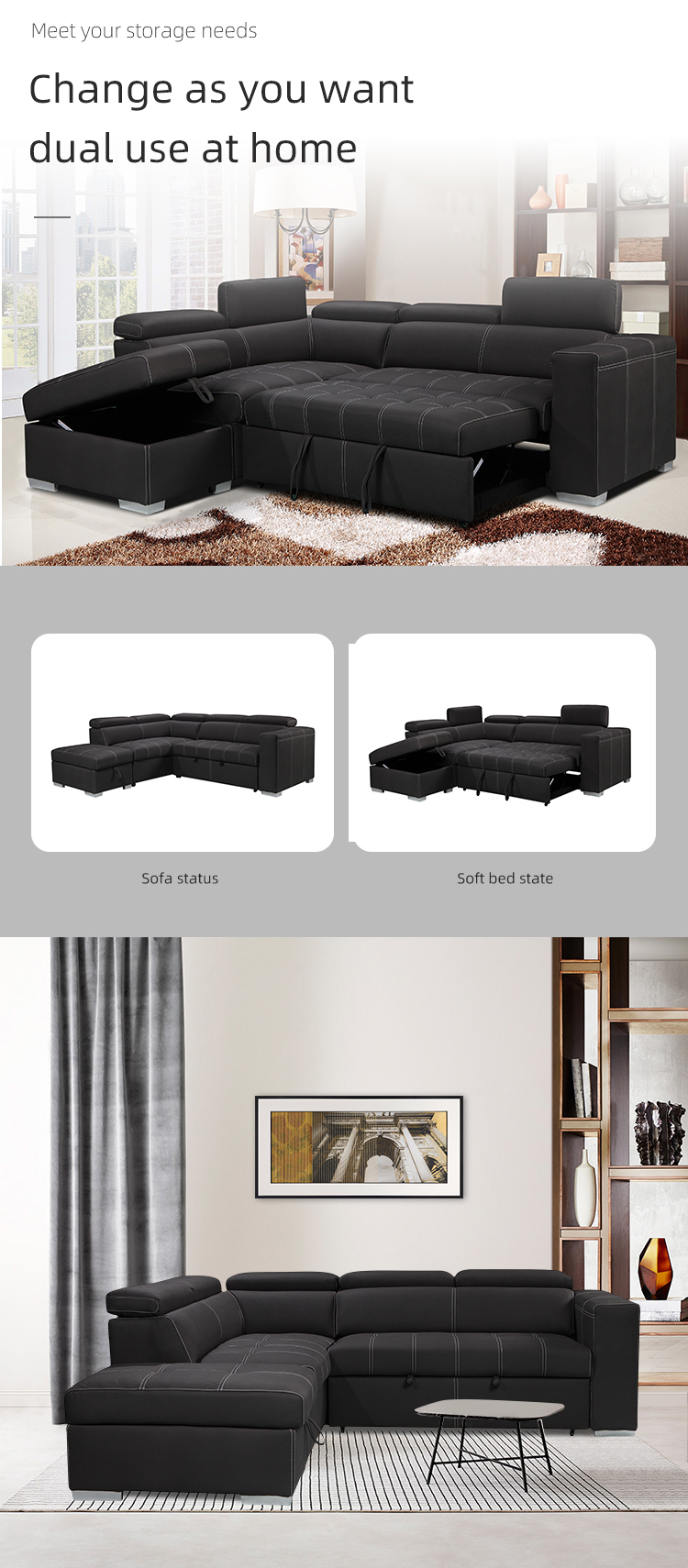 Luxury reclining fabric sofa bed sectional modern living room fabric sofa sets factory supplier