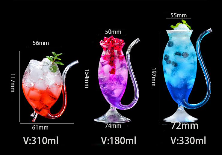 New desgin handblown borosilicate glass vampire cocktail glass, vampire wine glass
