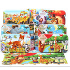60 Pieces Wooden Puzzle Toys Cartoon Animal Wood Puzzles Early Educational Learning Toys for Children Christmas Gift