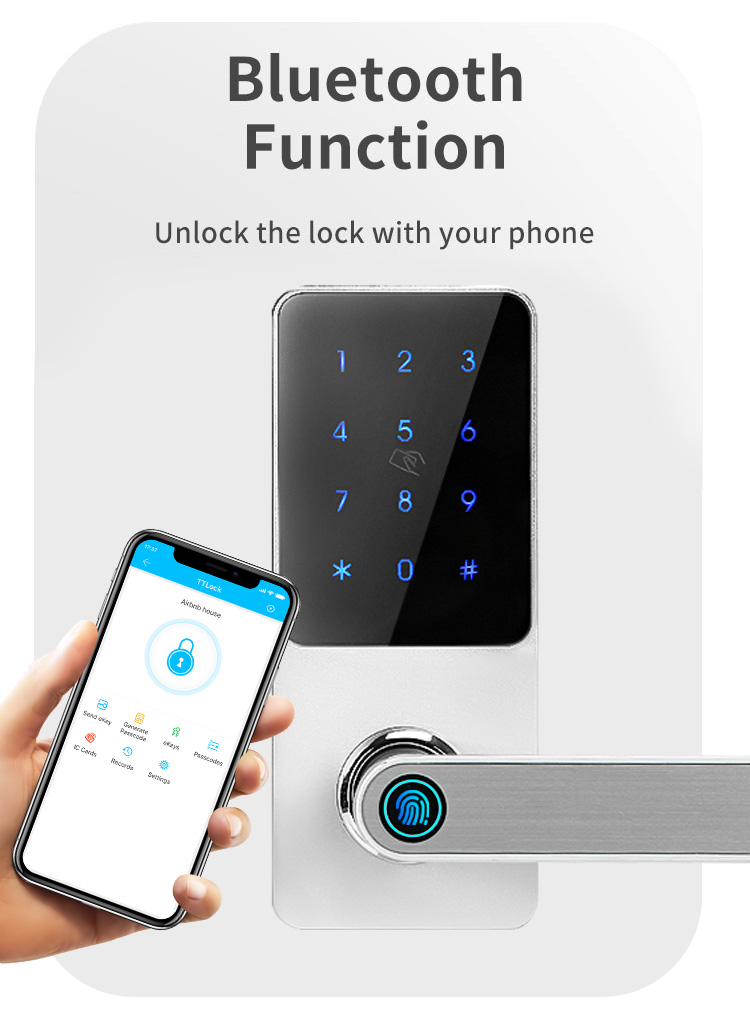 Wiif Fingerprint Password Rfid Card Keyless Universal Electronic Handle Smart Lock with TTlock APP