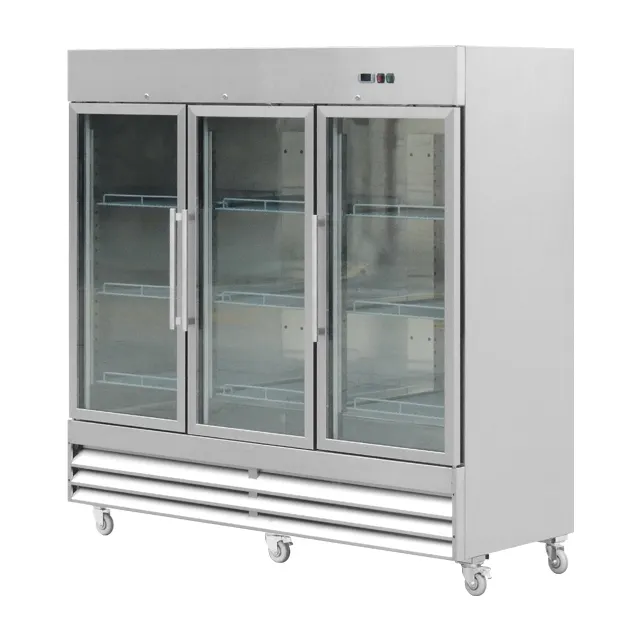 Air-cooled Glass Door refrigerator/upright commercial Supermarket for Seafood refrigerator