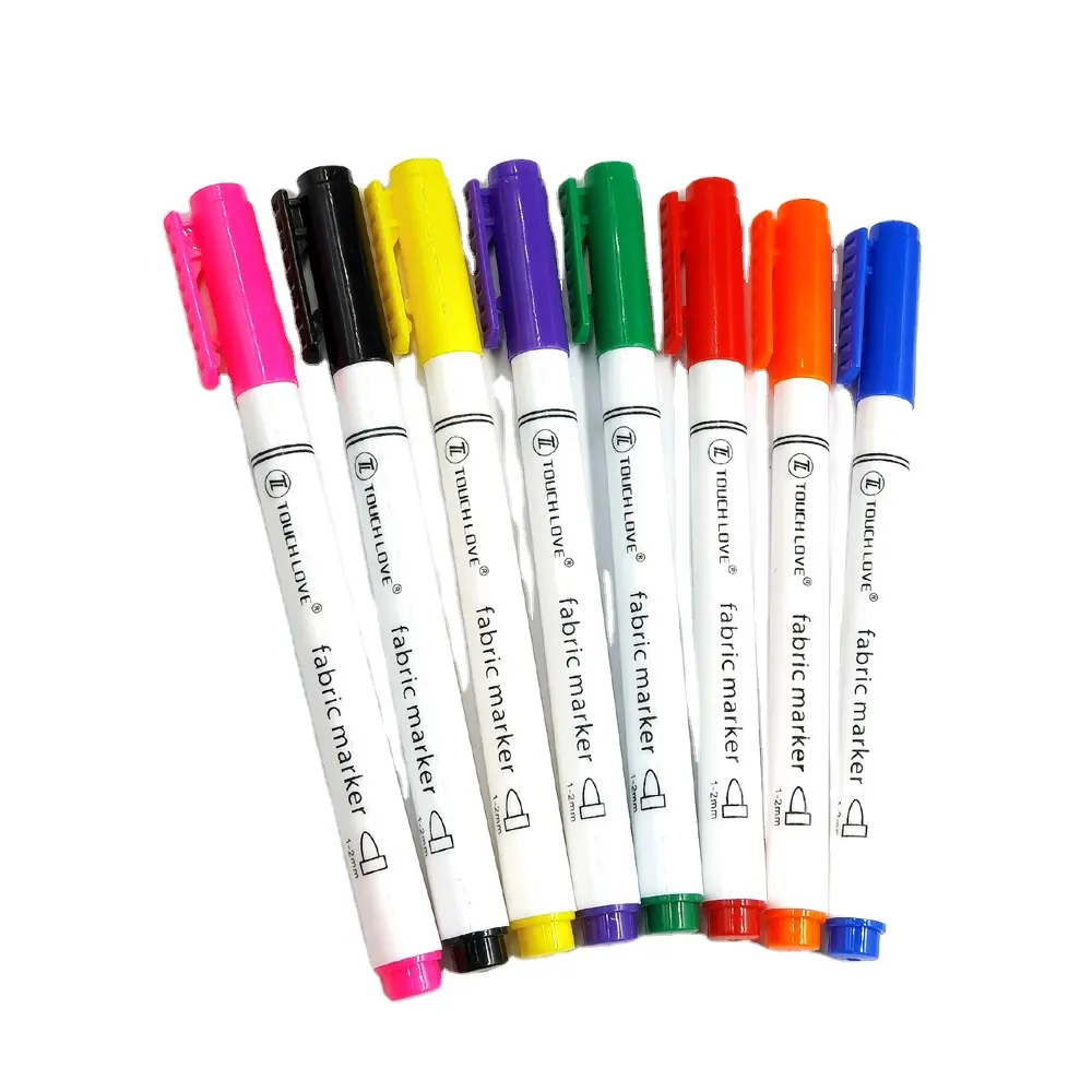 Non Toxic, Indelible 8 Colors Permanent Fabric Paint Fine Point Textile Markers Pen Set