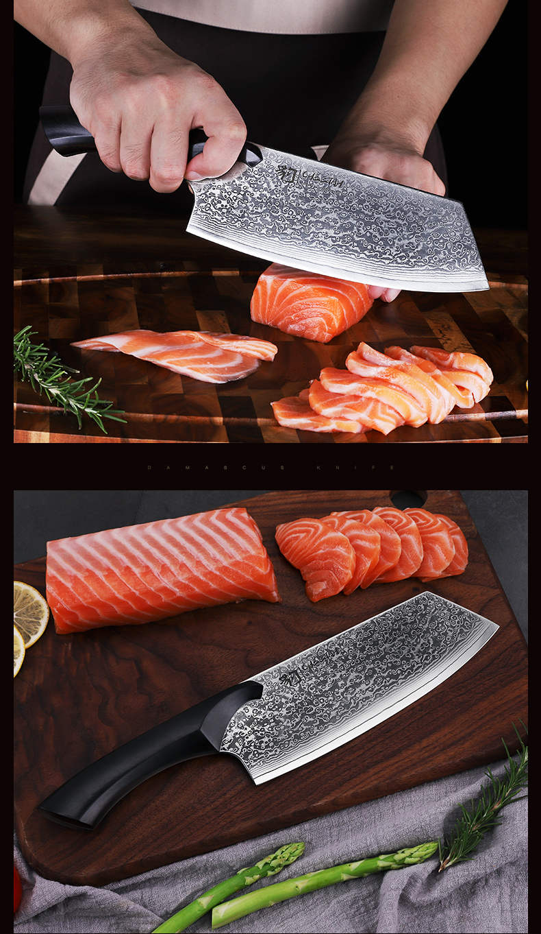 FINDKING 7 inch Nakiri Cleaver Knife Cheetah Damascus Japanese VG10 Steel Sharp Blade Strong Hardness Chef Kitchen Knives